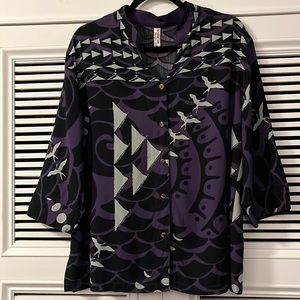Wahine Toa Women’s Button Front Blouse 2XL
